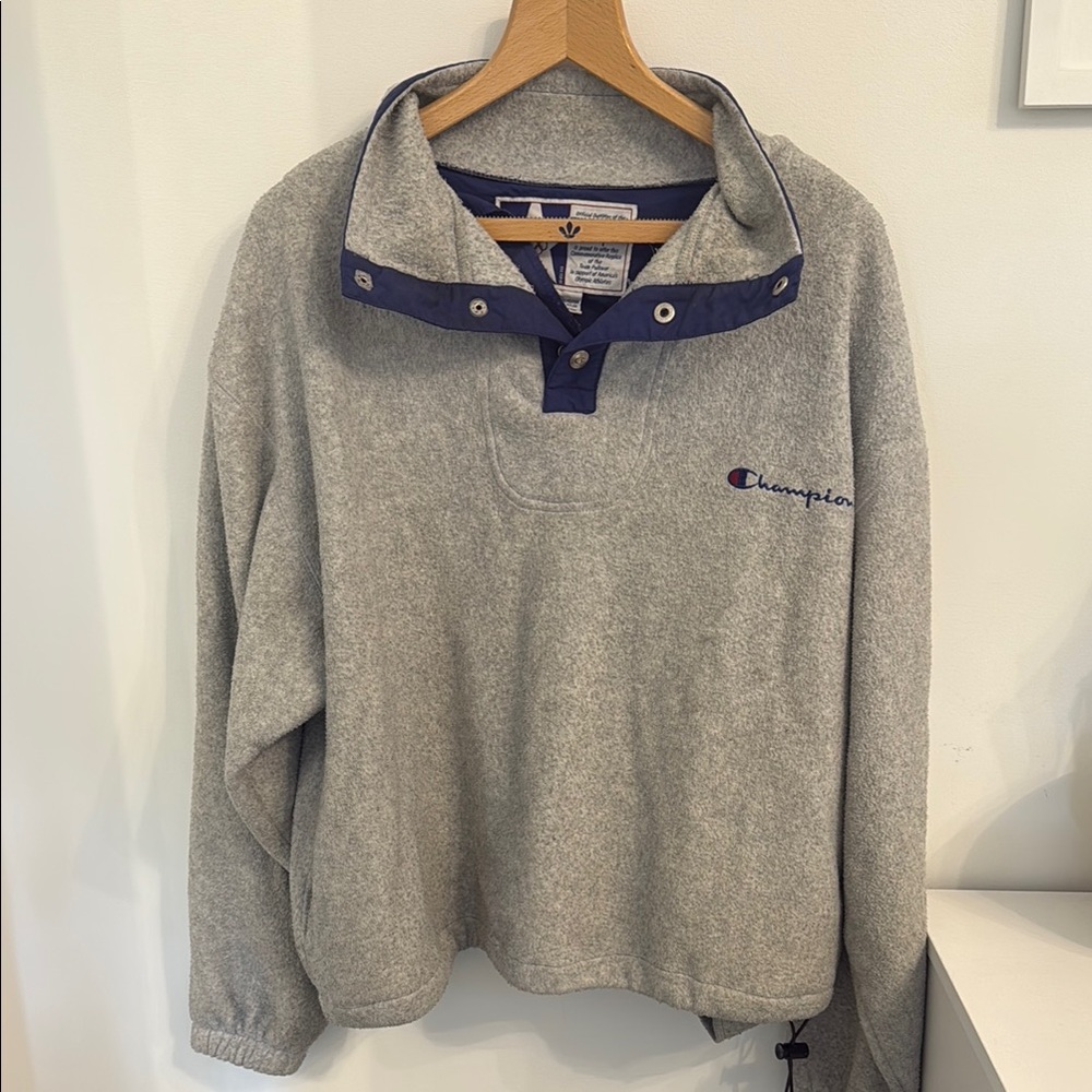 Vintage Champion Grey Snap Pullover USA Olympics